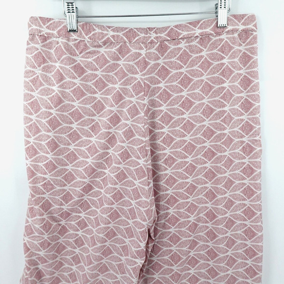 Women Pajama Pants Large Pink Printed Gold Tone Trim Oversized Loungewear Resort - Picture 8 of 16